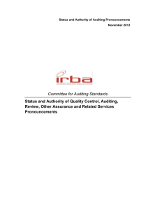 Status and Authority of Quality Control, Auditing, Review