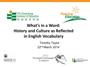 What's in a Word: History and Culture as Reflected in Etymology