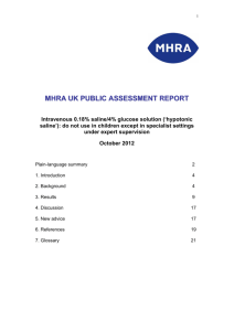 MHRA Public Assessment Report: Intravenous 0.18% saline/4