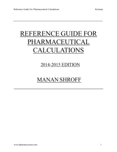 reference guide for pharmaceutical calculations