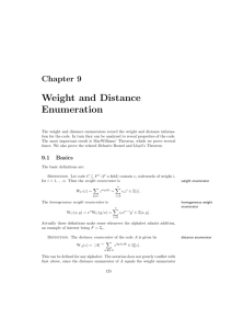 Chapter 9. Weight and Distance Enumeration