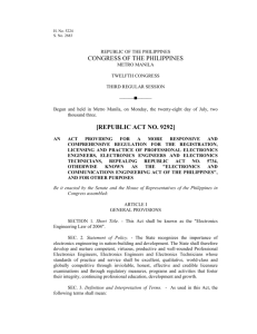 congress of the philippines [republic act no. 9292]