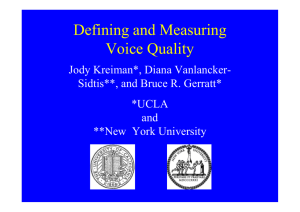 Defining and Measuring Voice Quality - ISCA