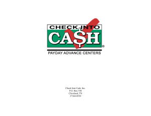 Check Into Cash, Inc. PO Box 550 Cleveland, TN 37364-0550
