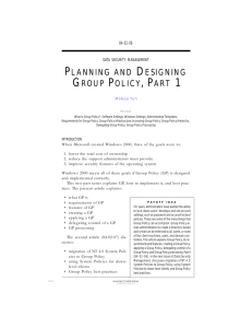 Planning and Designing Group Policy, Part 1