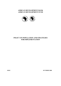 Policy on Population and Strategies for Implementation