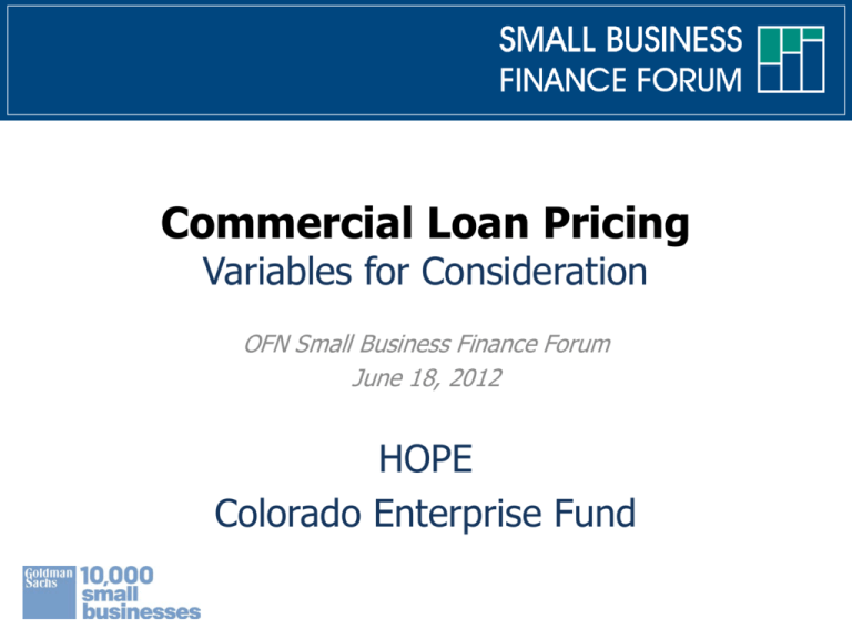 Commercial Loan Pricing