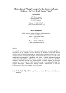 Risk Adjusted Pricing Strategies for the Corporate Loans Business