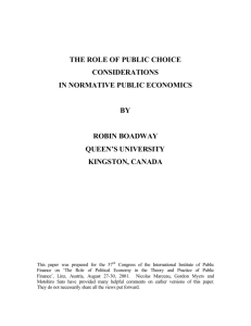 The role of public choice considerations in normative public