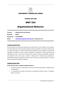 MGT 534 Organizational Behavior
