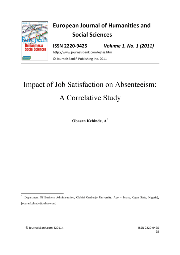 Dissertation job satisfaction and absenteeism