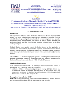 Professional Science Master in Medical Physics (PSMMP) program