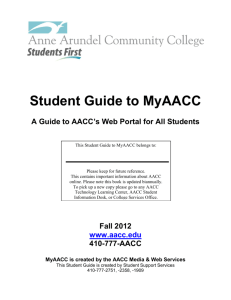Student Guide to MyAACC - Anne Arundel Community College