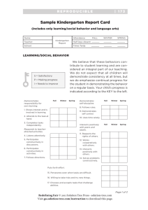 Sample Kindergarten Report Card