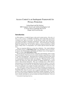 Access Control is an Inadequate Framework for Privacy Protection