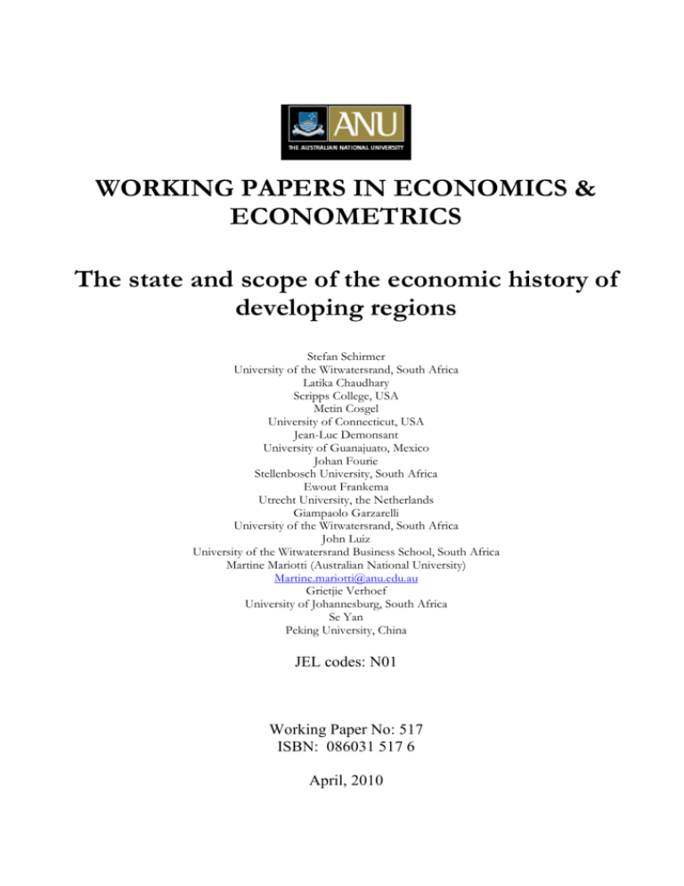 WORKING PAPERS IN ECONOMICS & ECONOMETRICS The State