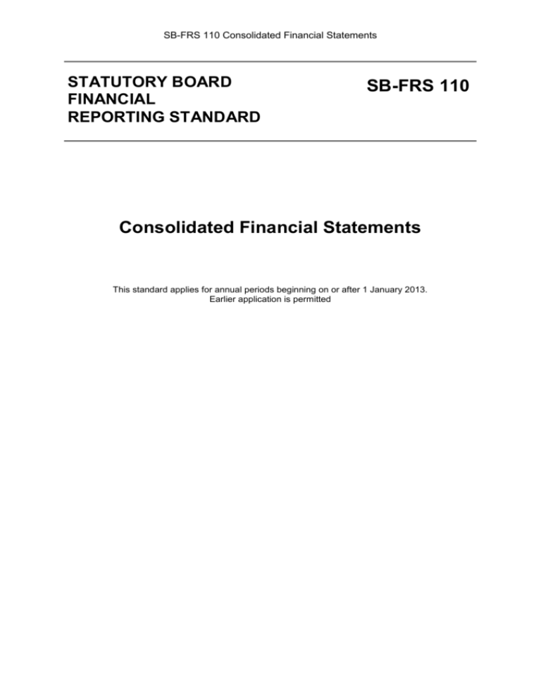 Singapore Financial Reporting Standards Frs 110 Consolidated Financial Statements