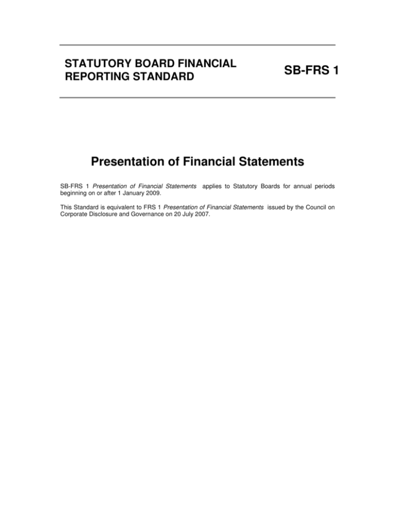 presentation of financial statements frs 1