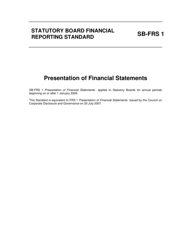 sb frs 1 presentation of financial statements