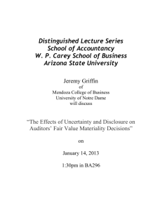 Distinguished Lecture Series School of Accountancy W. P. Carey