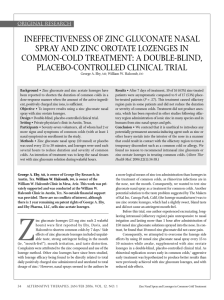 ineffectiveness of zinc gluconate nasal spray and