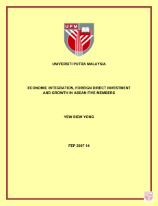 fdi, regional economic integration and growth in asean5 and asean5