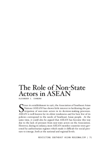 The Role of Non-State Actors in ASEAN