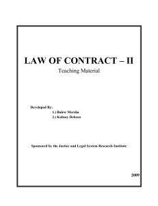 law of contract – ii - Justice Organs Professionals Training Center