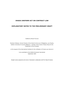 ohada uniform act on contract law explanatory notes to the