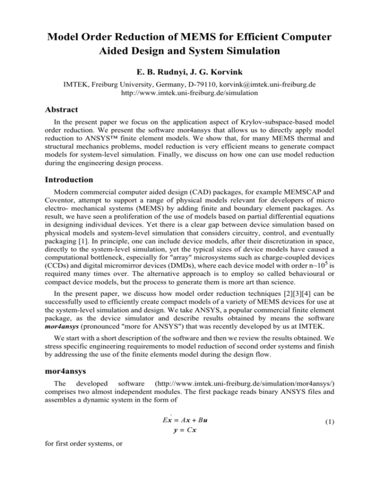 research paper on model order reduction