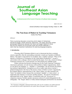 The Non-Issue of Dialect in Teaching Vietnamese