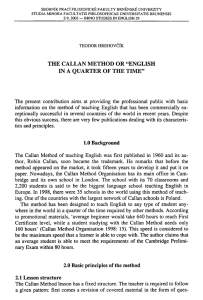 THE CALLAN METHOD OR "ENGLISH IN A QUARTER OF THE TIME"