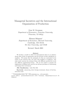 Managerial Incentives and the International Organization of Production