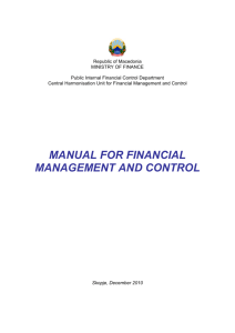 MANUAL FOR FINANCIAL MANAGEMENT AND CONTROL