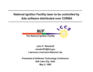 National Ignition Facility laser to be controlled by Ada software