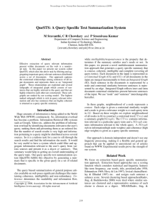 A Query Specific Text Summarization System