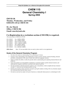 CHEM 115 General Chemistry I