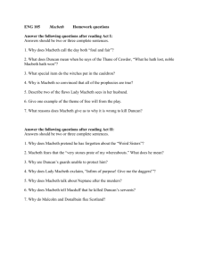 ENG 105 Macbeth Homework questions Answer the following