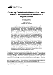 Centering Decisions in Hierarchical Linear Models