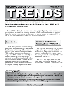 wyoming labor force highlights - Wyoming Department of Workforce
