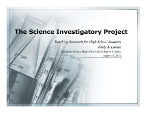 The Science Fair Project - PSHS-BRC