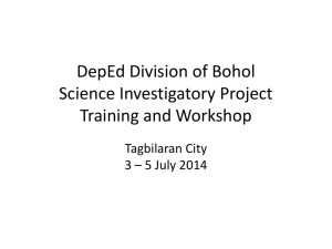 DepEd Division of Bohol Science Investigatory Project Training and