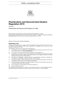 Pawnbrokers and Second-hand Dealers Regulation 2015