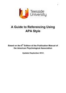 A Guide to Referencing Using APA Style