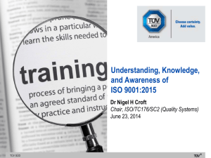 Understanding, Knowledge, and Awareness of ISO 9001:2015