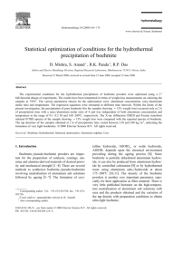 Statistical optimization of conditions for the hydrothermal