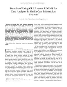 Benefits of Using OLAP versus RDBMS for Data Analyses in Health