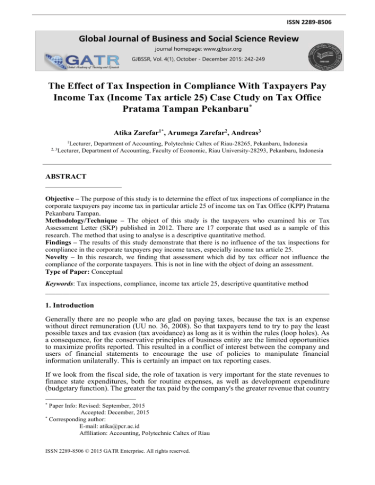 Income Tax Article 25