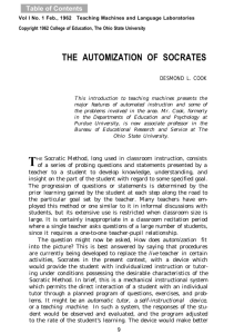 THE AUTOMIZATION OF SOCRATES