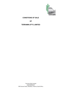 CONDITIONS OF SALE OF TERRAMIN (PTY) LIMITED
